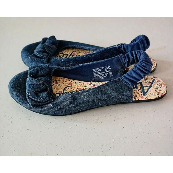American Eagle Denim Ballet Flats Bow Slingback - Size 9.5 - Picture 4 of 8